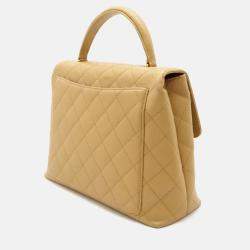 Chanel Beige Caviar Skin Leather Matelasse Coco Mark Handbag