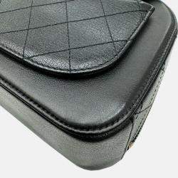 Pre Owned Chanel Black Leather Coco Mark Small Vanity Bag
