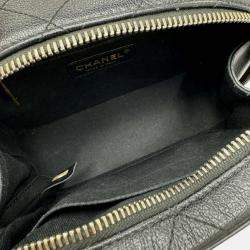 Pre Owned Chanel Black Leather Coco Mark Small Vanity Bag