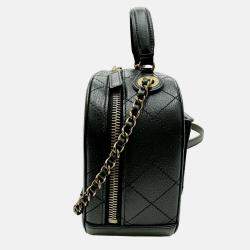 Pre Owned Chanel Black Leather Coco Mark Small Vanity Bag