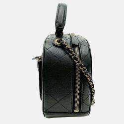 Pre Owned Chanel Black Leather Coco Mark Small Vanity Bag