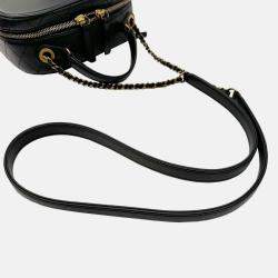 Pre Owned Chanel Black Leather Coco Mark Small Vanity Bag