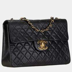 Chanel Black Lambskin Matelasse 33 Coco Mark Chain Shoulder Bag