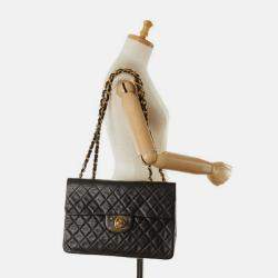 Chanel Black Lambskin Matelasse 33 Coco Mark Chain Shoulder Bag