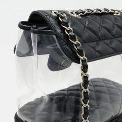 Chanel Vinyl Black Leather Matelasse Coco Mark Chain Shoulder Bag