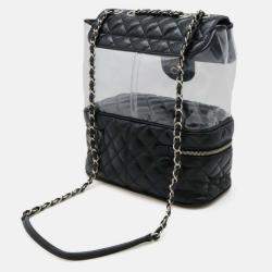 Chanel Vinyl Black Leather Matelasse Coco Mark Chain Shoulder Bag