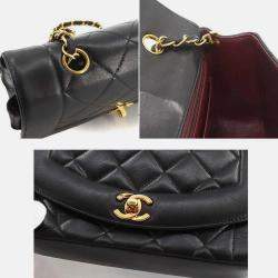 Chanel Black Leather Diana Matelasse 22 Chain Shoulder Bag