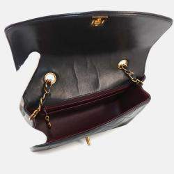 Chanel Black Leather Diana Matelasse 22 Chain Shoulder Bag