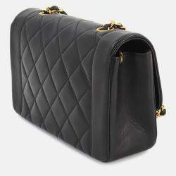 Chanel Black Leather Diana Matelasse 22 Chain Shoulder Bag