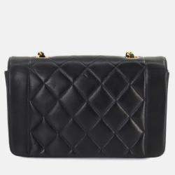 Chanel Black Leather Diana Matelasse 22 Chain Shoulder Bag