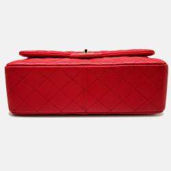 Pre Owned Chanel Cabiah Red Deca Matelasse 30 Shoulder Bag