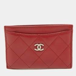Chanel Red Quilted Leather CC Card Holder