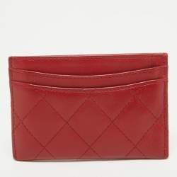 Chanel Red Quilted Leather CC Card Holder