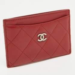 Chanel Red Quilted Leather CC Card Holder