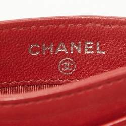 Chanel Red Quilted Leather CC Card Holder