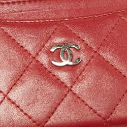 Chanel Red Quilted Leather CC Card Holder