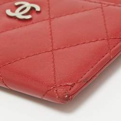 Chanel Red Quilted Leather CC Card Holder