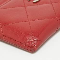 Chanel Red Quilted Leather CC Card Holder