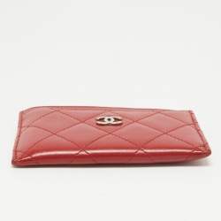 Chanel Red Quilted Leather CC Card Holder