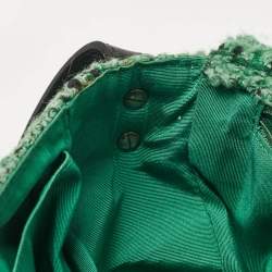 Pre Owned Chanel Green/Black Leather Tweed Reissue 2.55 Flap Bag