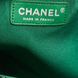 Pre Owned Chanel Green/Black Leather Tweed Reissue 2.55 Flap Bag