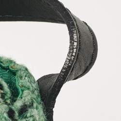 Pre Owned Chanel Green/Black Leather Tweed Reissue 2.55 Flap Bag