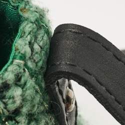 Pre Owned Chanel Green/Black Leather Tweed Reissue 2.55 Flap Bag