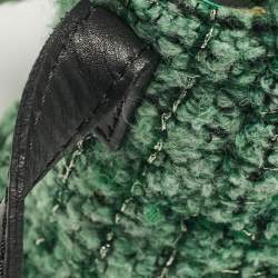 Pre Owned Chanel Green/Black Leather Tweed Reissue 2.55 Flap Bag