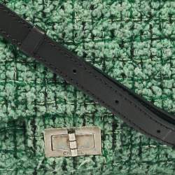 Pre Owned Chanel Green/Black Leather Tweed Reissue 2.55 Flap Bag