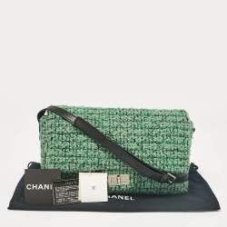 Pre Owned Chanel Green/Black Leather Tweed Reissue 2.55 Flap Bag
