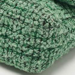 Pre Owned Chanel Green/Black Leather Tweed Reissue 2.55 Flap Bag