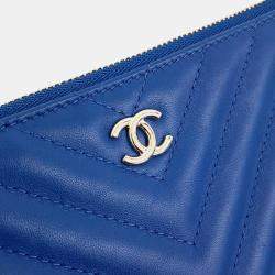 Pre Owned Chanel Chevron Charm Decorated Large Clutch