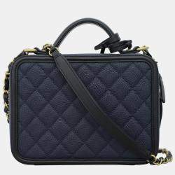 Chanel Dark Blue Caviar Medium CC Filigree Vanity Bag