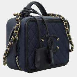 Chanel Dark Blue Caviar Medium CC Filigree Vanity Bag