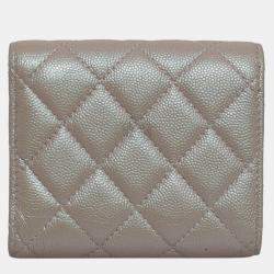 Chanel Beige Irridescent Caviar Tri-Fold Wallet