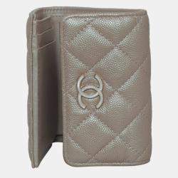 Chanel Beige Irridescent Caviar Tri-Fold Wallet