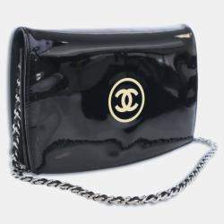 Chanel Black CC Patent Wallet On Chain