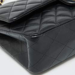 Pre Owned Chanel Black Quilted Leather Medium Classic Double Flap Bag