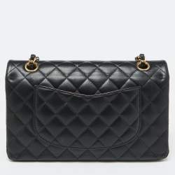 Pre Owned Chanel Black Quilted Leather Medium Classic Double Flap Bag