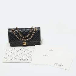 Pre Owned Chanel Black Quilted Leather Medium Classic Double Flap Bag