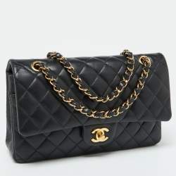Pre Owned Chanel Black Quilted Leather Medium Classic Double Flap Bag