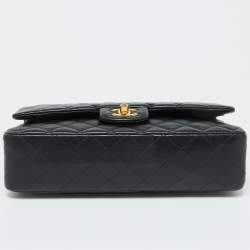 Pre Owned Chanel Black Quilted Leather Medium Classic Double Flap Bag
