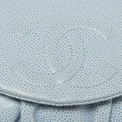 مملوكة مسبقًا Chanel Light Blue Caviar Leather Half Moon Wallet On Chain