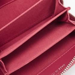 Pre Owned Chanel Red Quilted Caviar Leather CC Compact Wallet