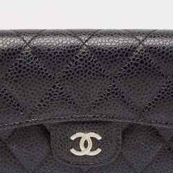 Chanel Black Caviar Leather CC Flap Card Case