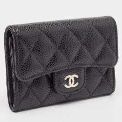 Chanel Black Caviar Leather CC Flap Card Case