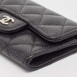 Chanel Black Caviar Leather CC Flap Card Case