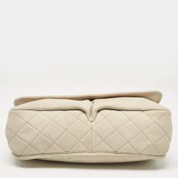 Pre Owned Chanel Light Beige Nubuck Leather Split Pocket Flap Bag
