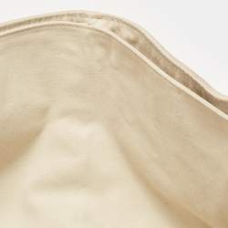 Pre Owned Chanel Light Beige Nubuck Leather Split Pocket Flap Bag
