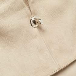 Pre Owned Chanel Light Beige Nubuck Leather Split Pocket Flap Bag